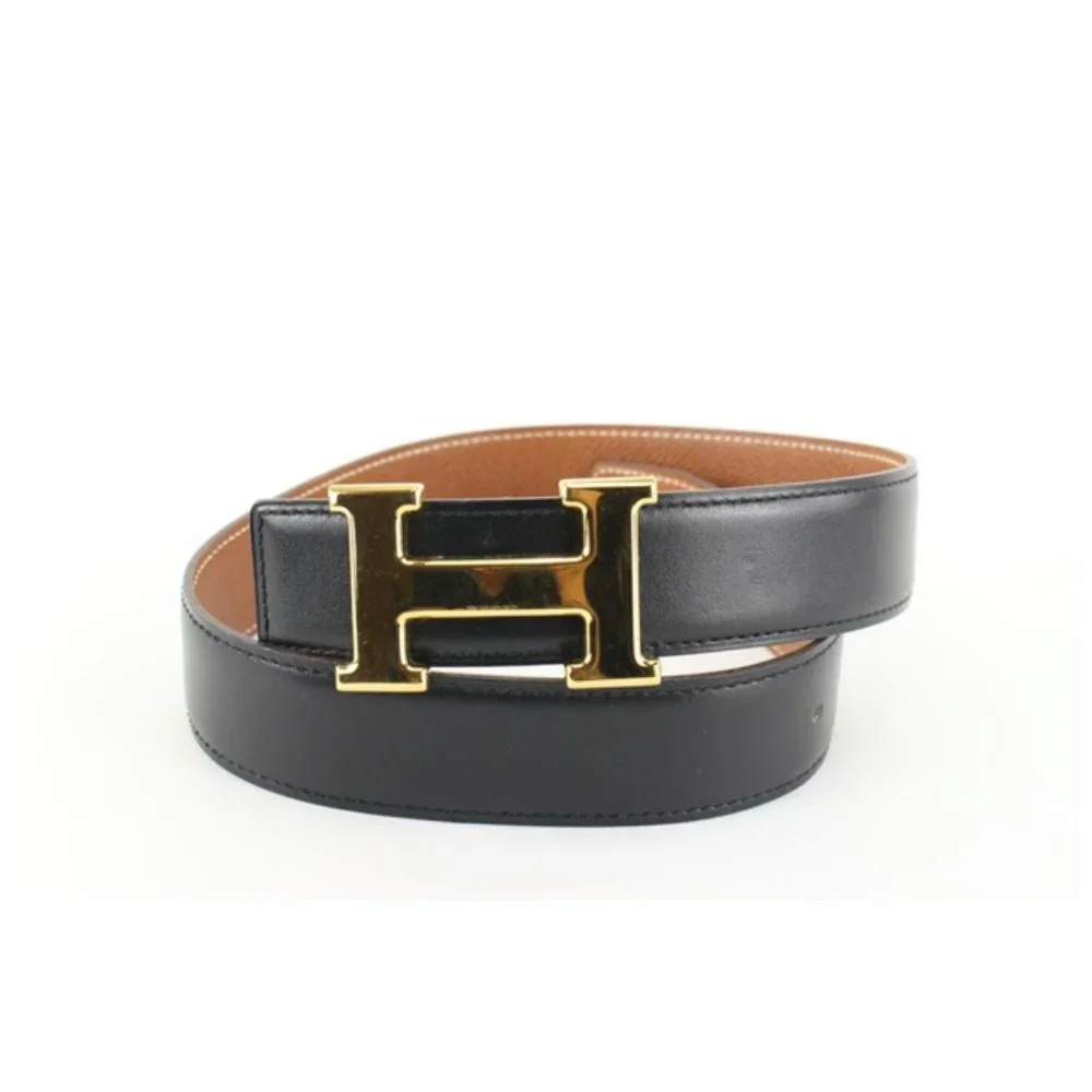 Hermès 32mm Black x Brown Reversible H Logo Belt Kit 97he719s